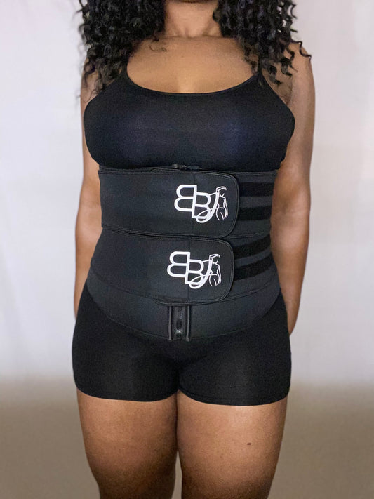"Double Up" Black Neoprene Double Strap Waist Trainer