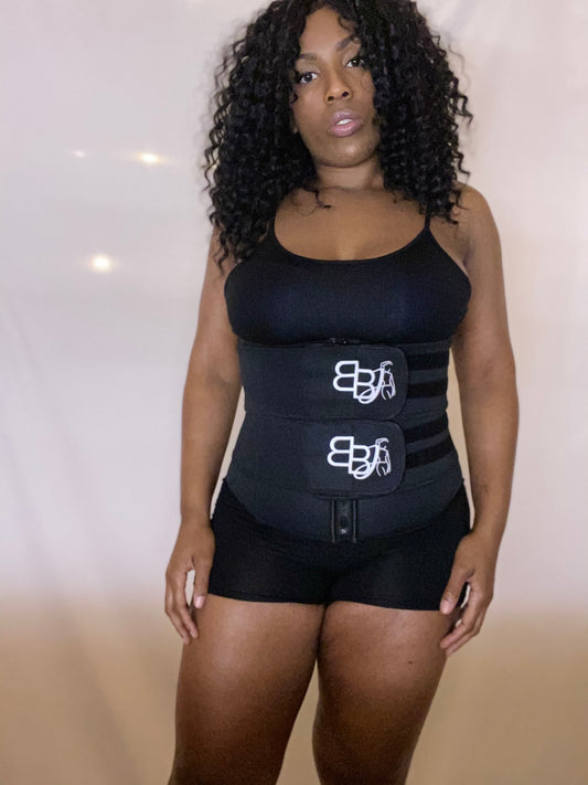 "Double Up" Black Neoprene Double Strap Waist Trainer